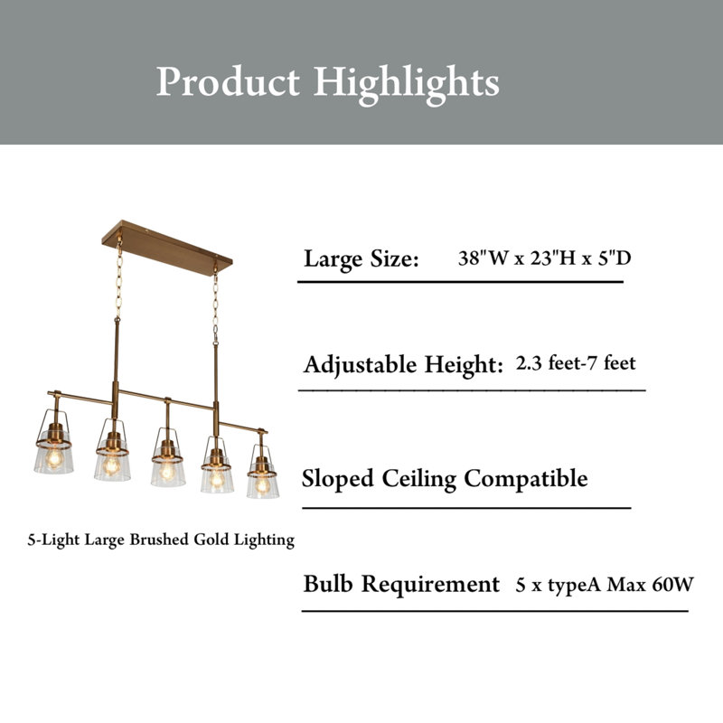 Latitude Run® Sifert 5 - Light 37.5'' W Linear Glam Kitchen Latitude Run® Sifert 5 - Light 37.5'' W Linear Glam Kitchen